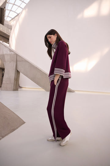 Joseph Ribkoff Elderberry Pin-Tuck Wide Leg Jogger