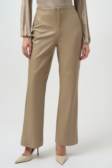 Joseph Ribkoff Fawn Leatherette Wide Leg Pull-On Pants