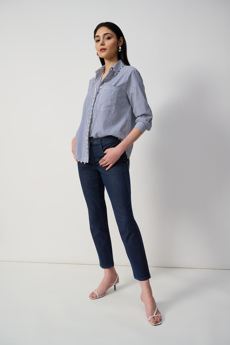 Joseph Ribkoff Gia Classic Slim Fit Stretch Jeans- Dark Blue Denim