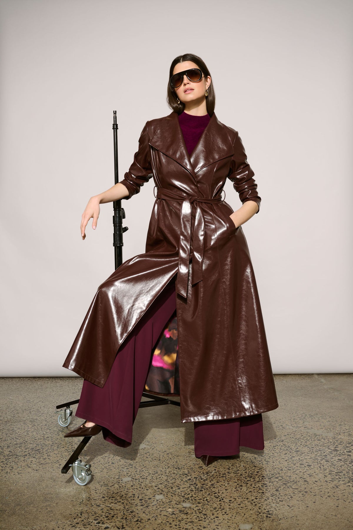 Joseph Ribkoff Icon Edit 57 Elizabeth Hurley Faux Leather Trench Coat