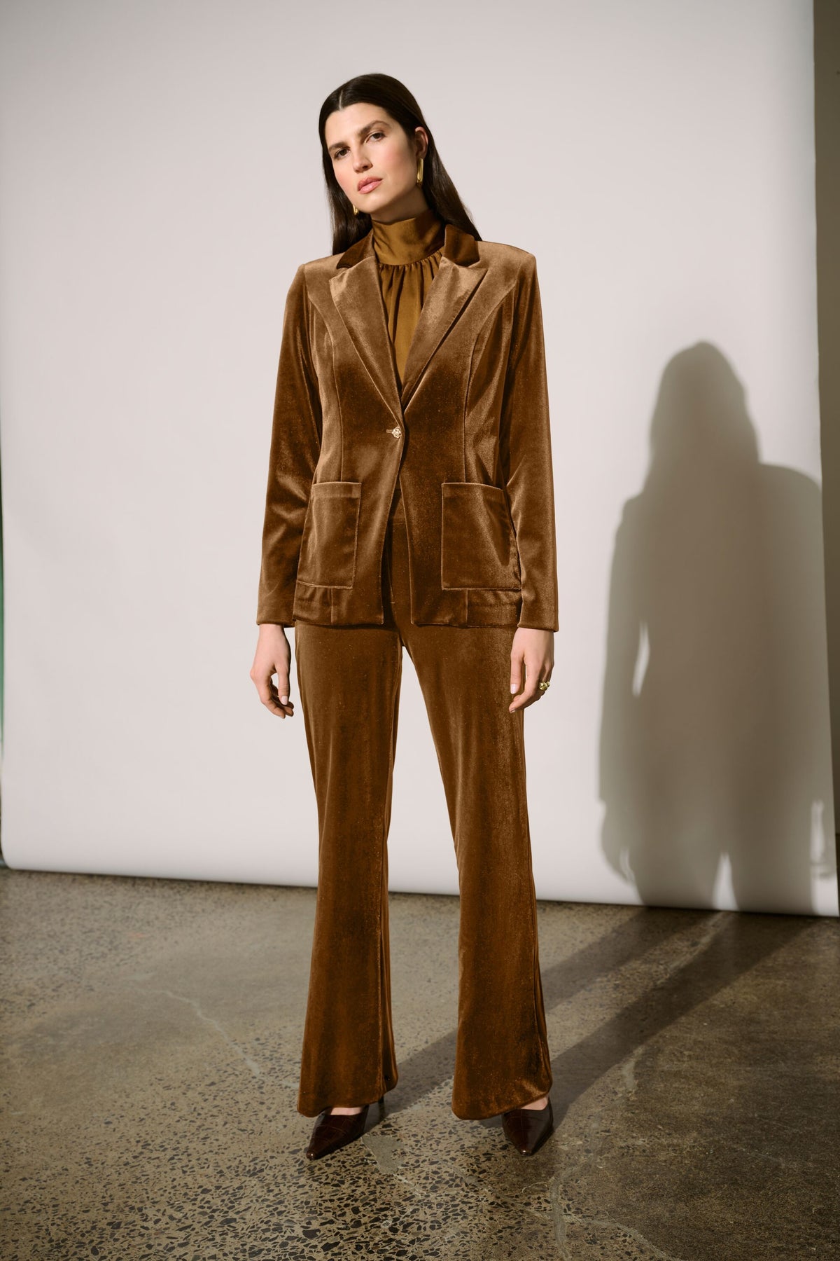 Joseph Ribkoff Icon Elizabeth Hurley Edit 57 Bronze Velvet Blazer