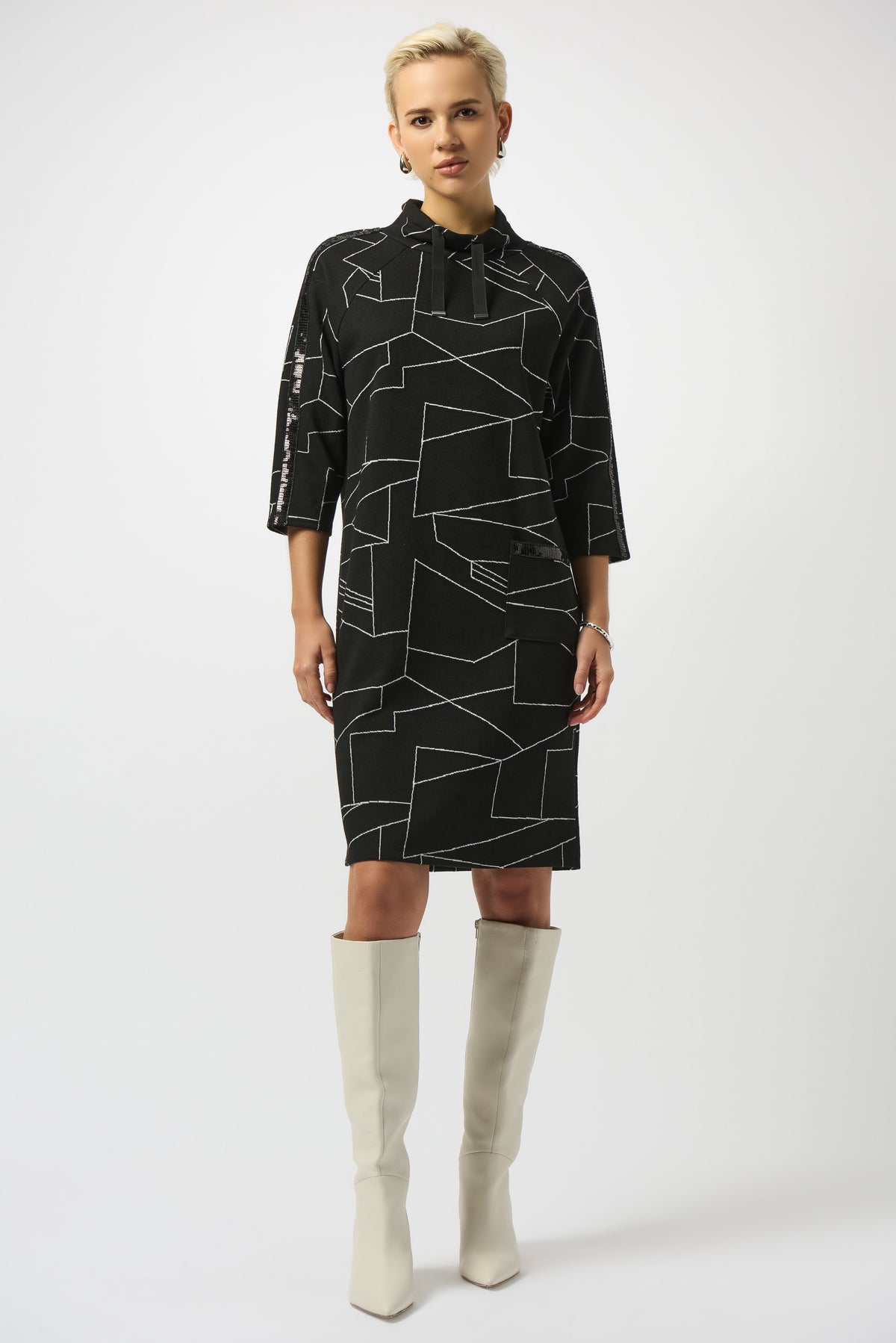 Joseph Ribkoff Jacquard Knit Abstract Print Straight Dress