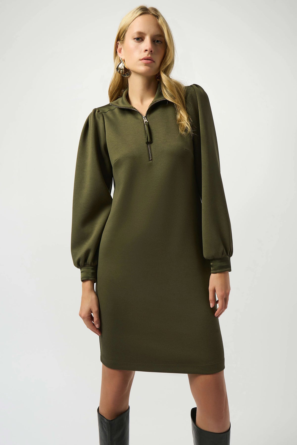 Joseph Ribkoff Khaki Scuba Jersey Shift Dress