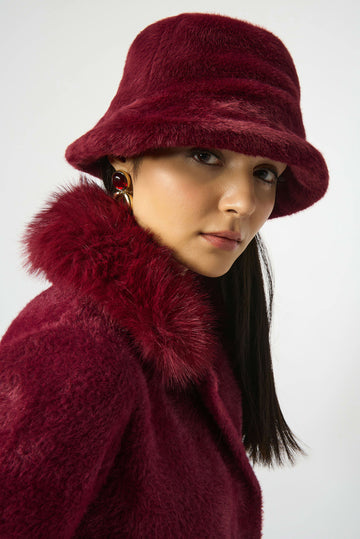 Joseph Ribkoff Merlot Faux Fur Bucket Hat
