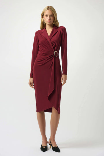 Joseph Ribkoff Merlot Moss Crepe Wrap Dress
