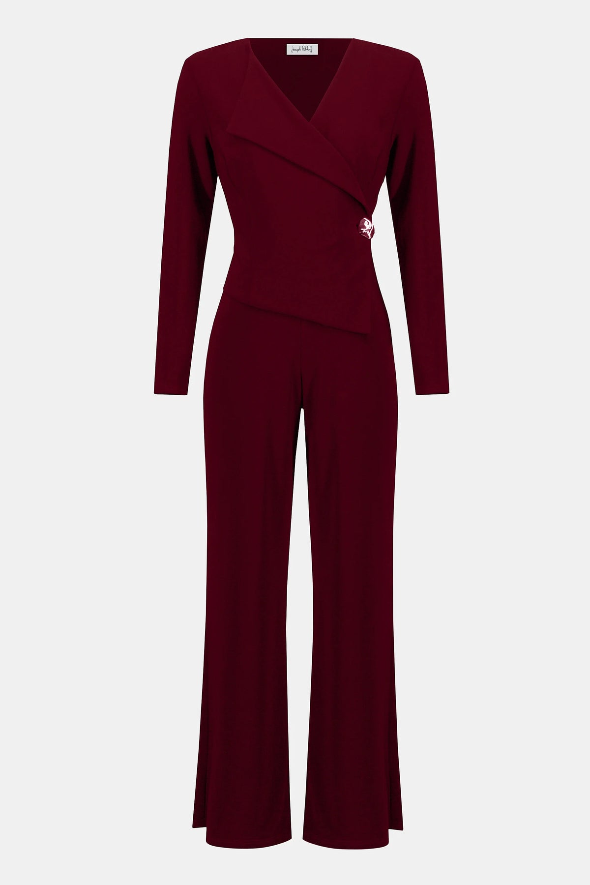 Joseph Ribkoff Merlot Silky Knit Wide-Leg Jumpsuit
