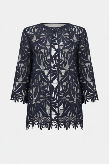 Joseph Ribkoff Midnight Blue Guipure Lace Straight Cover-Up