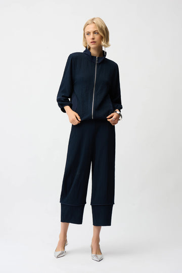 Joseph Ribkoff Midnight Blue Seersucker Balloon Pull-On Pants