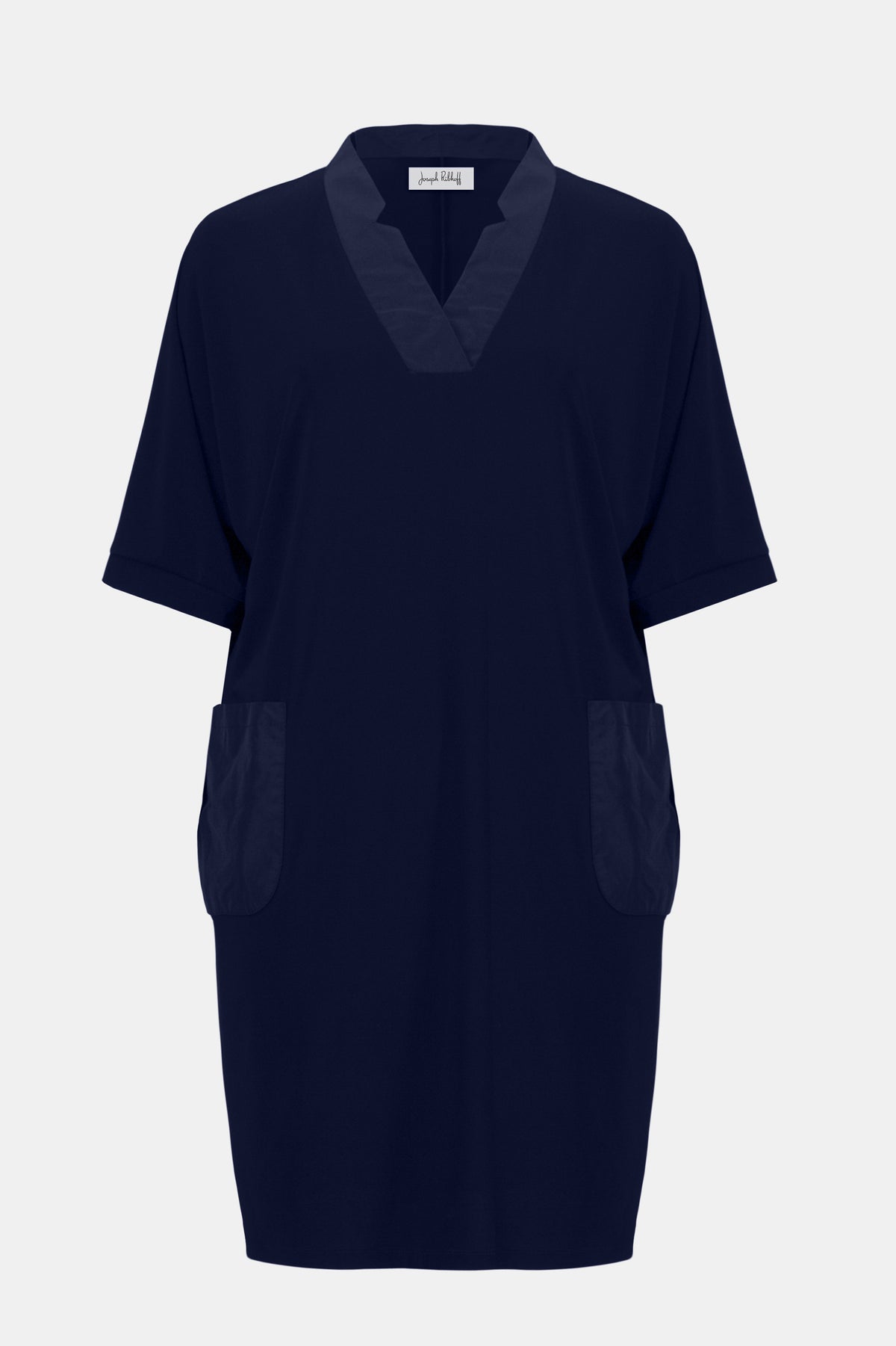 Joseph Ribkoff Midnight Blue Silky Knit &amp; Memory Straight Dress With V-neckline