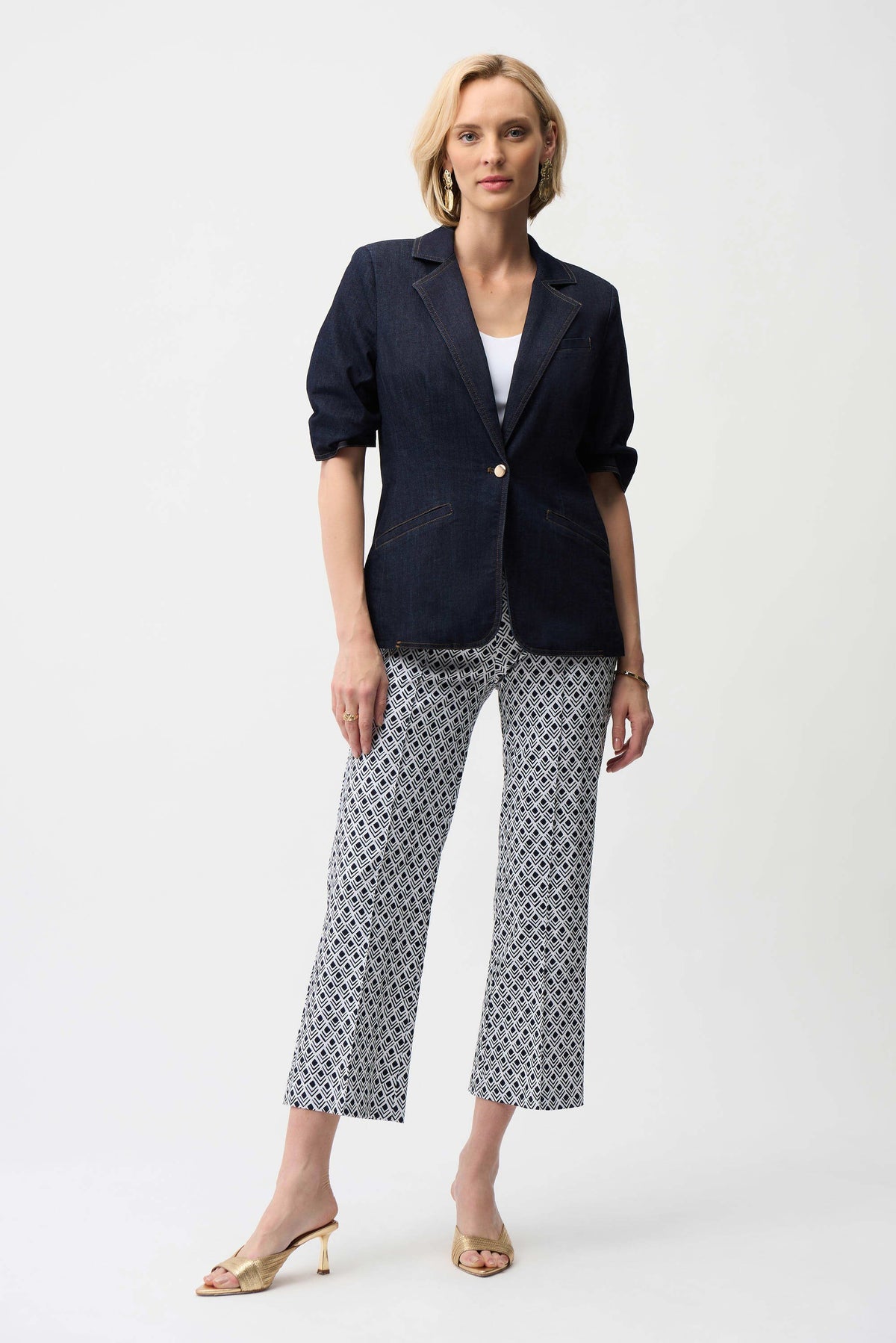 Joseph Ribkoff Millennium Geometric Print Flare Pull-On Pants