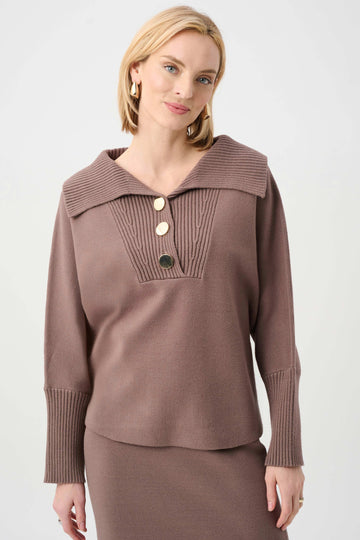 Joseph Ribkoff Mink Brushed Viscose And Nylon Shawl-Neck Sweater