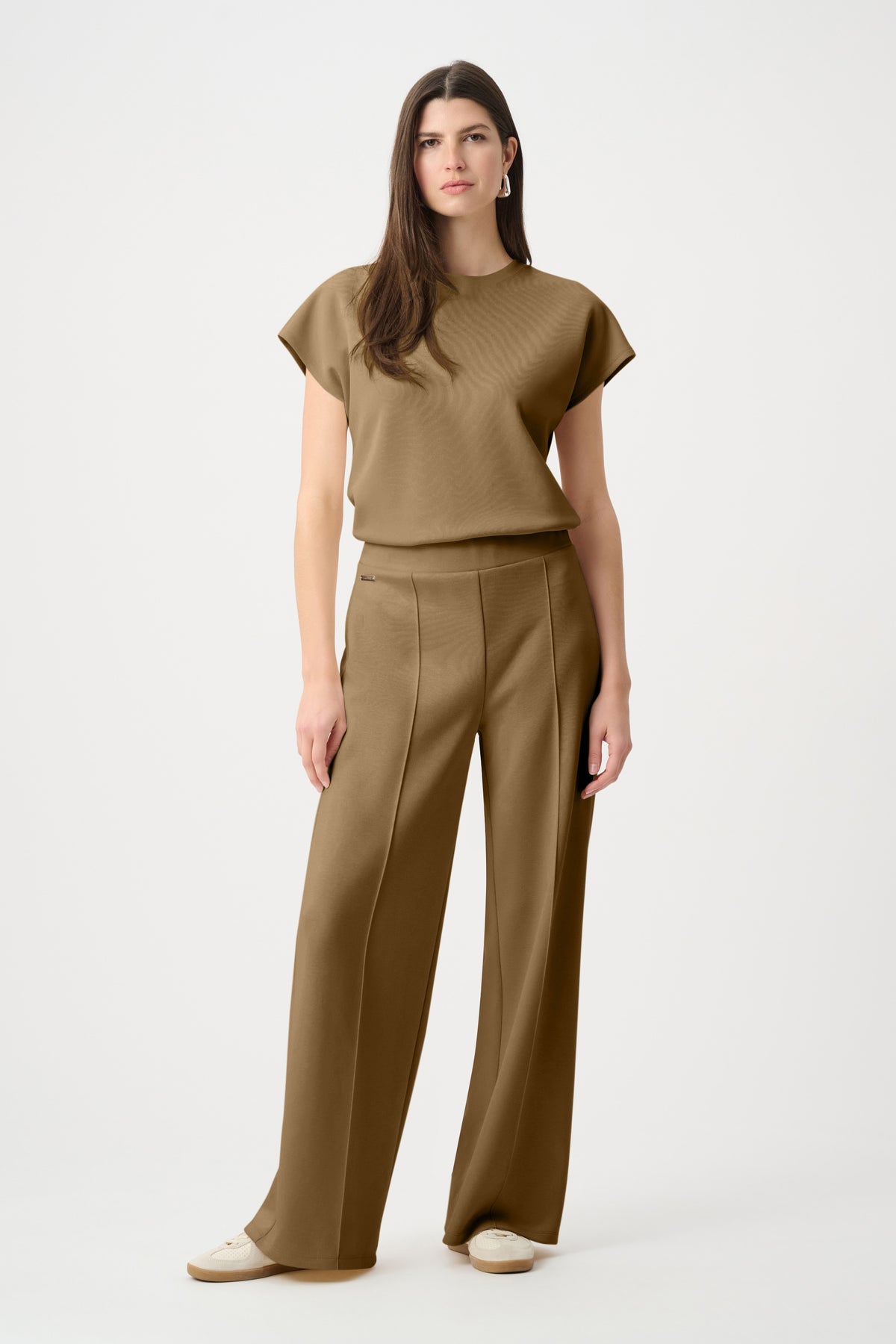 Joseph Ribkoff Mink Scuba Jersey Wide Leg Pull-On Pants