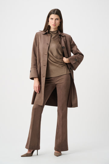Joseph Ribkoff Mink Scuba Suede Flared Pull-On Pants