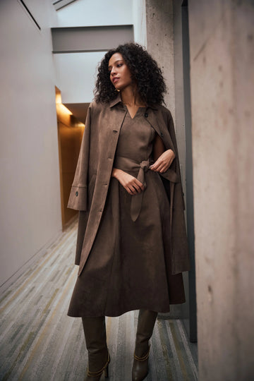 Joseph Ribkoff Mink Scuba Suede Straight Coat