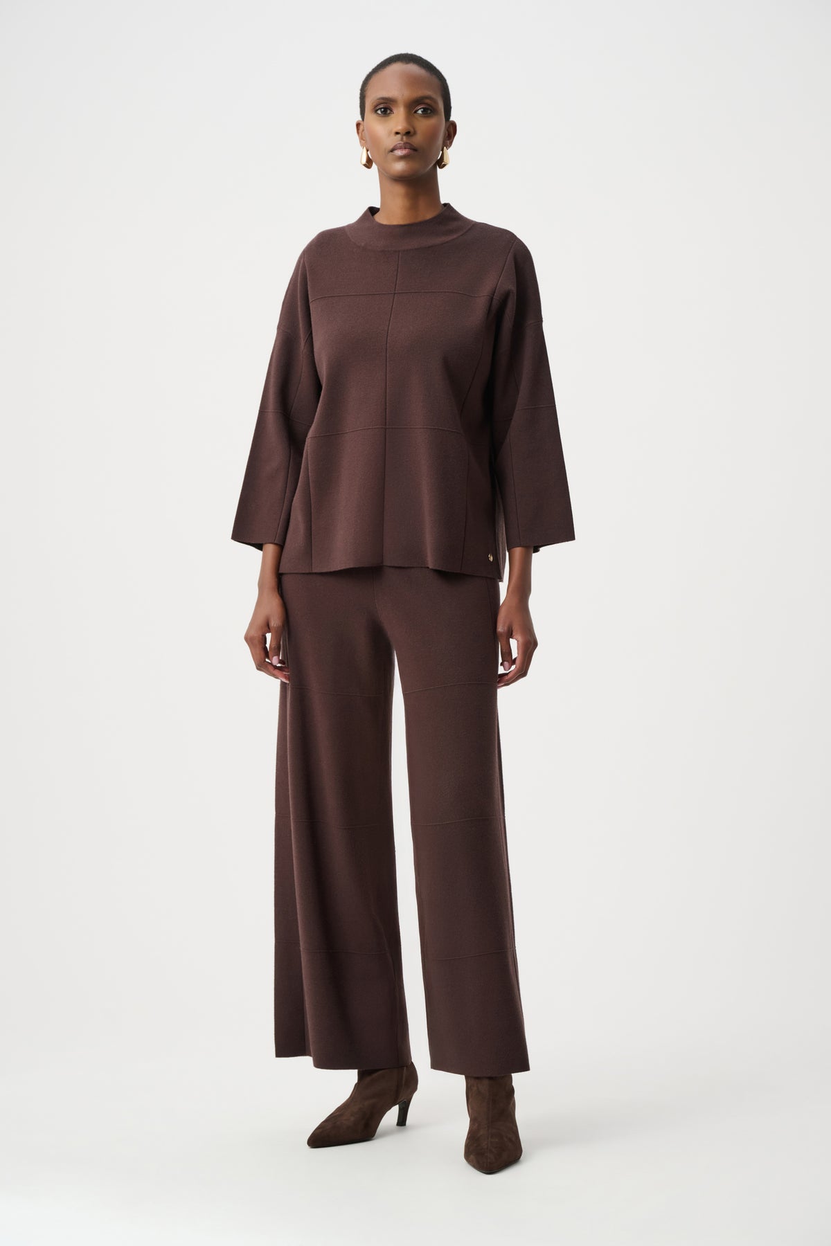 Joseph Ribkoff Mocha Brushed Viscose Culotte Pants