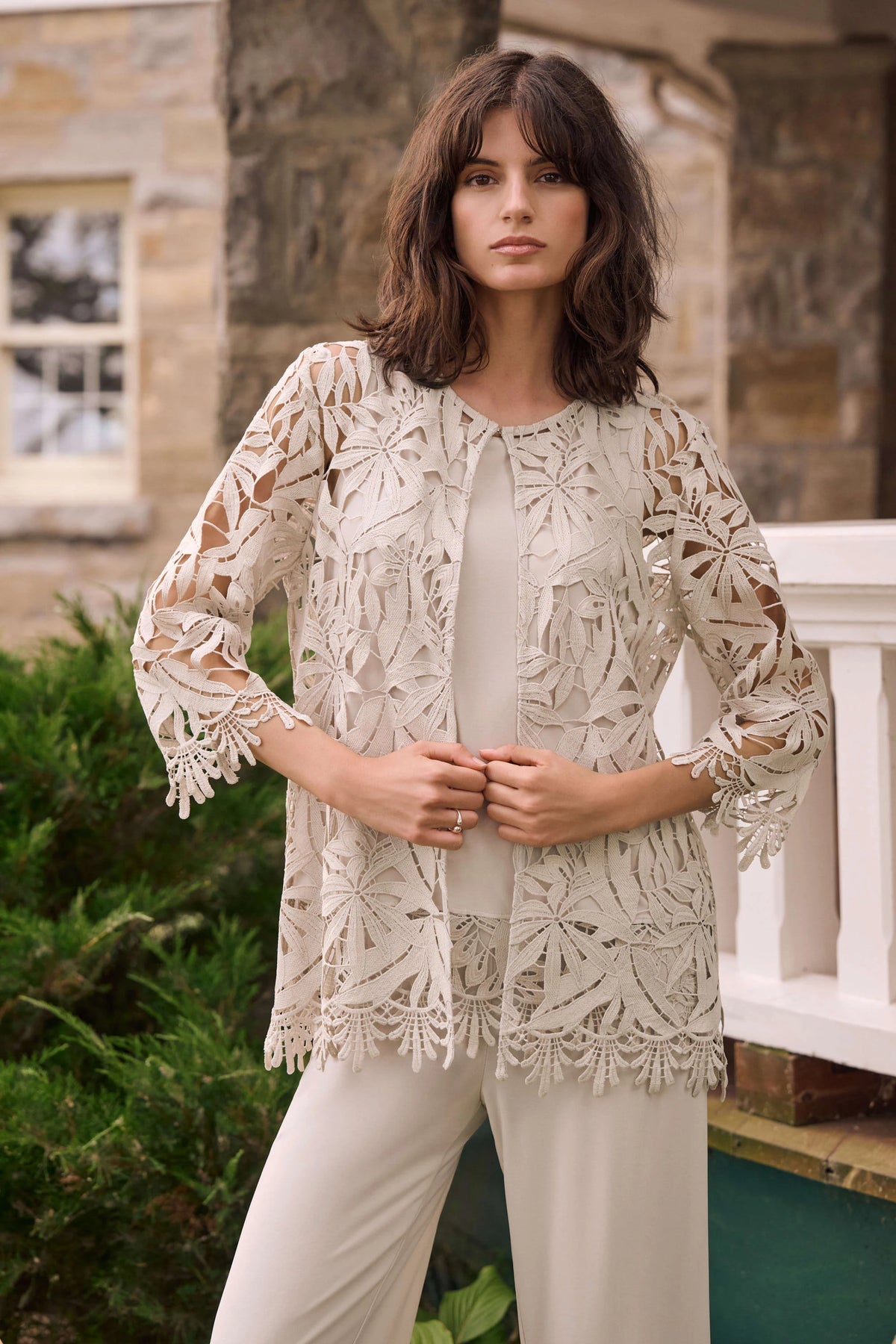 Joseph Ribkoff Moonstone Guipure Lace Straight Cover-Up