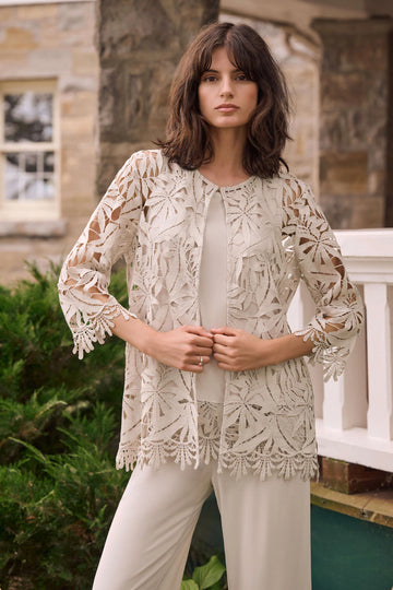 Joseph Ribkoff Moonstone Guipure Lace Straight Cover-Up
