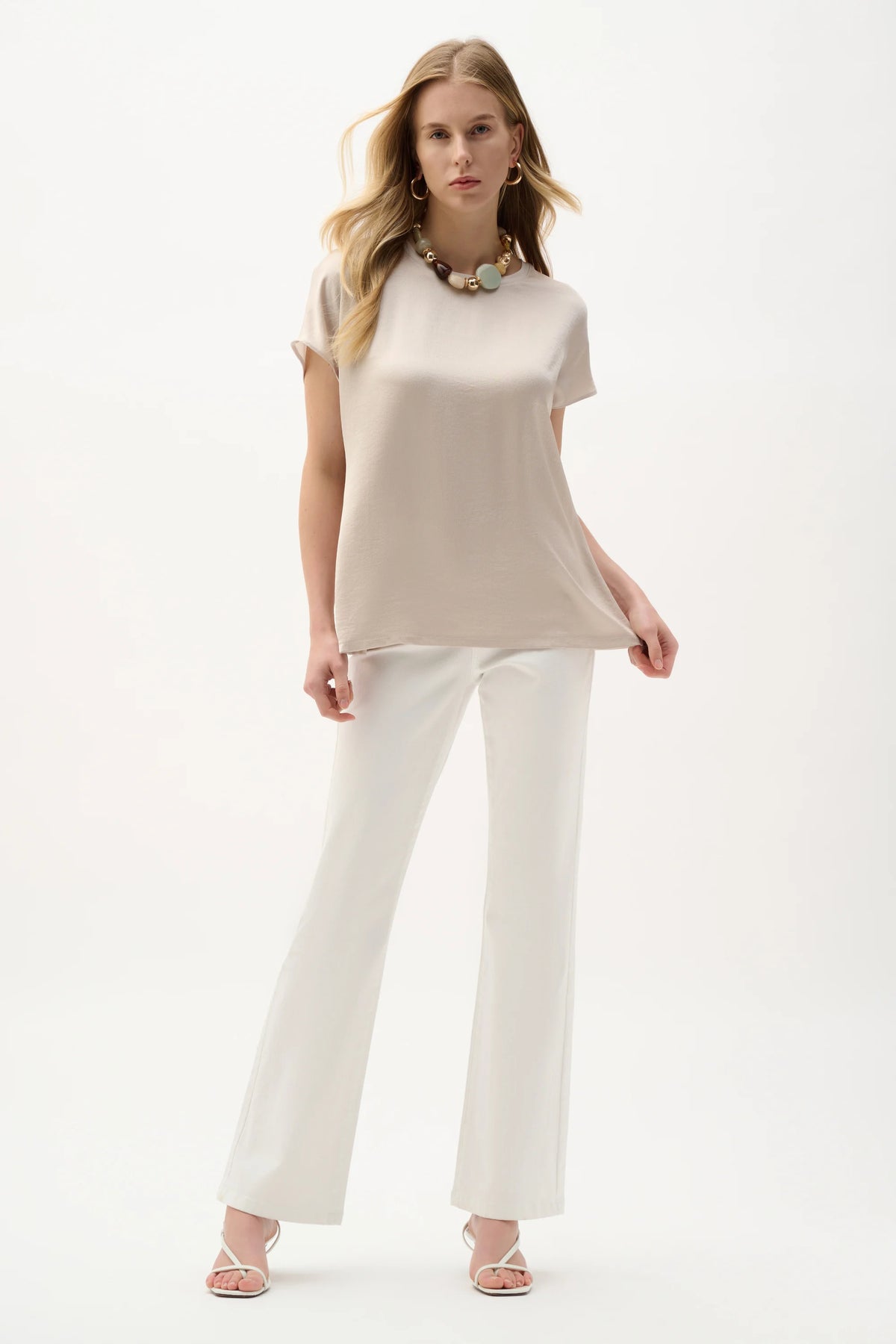 Joseph Ribkoff Moonstone Recycled Satin And Silky Knit Straight Top