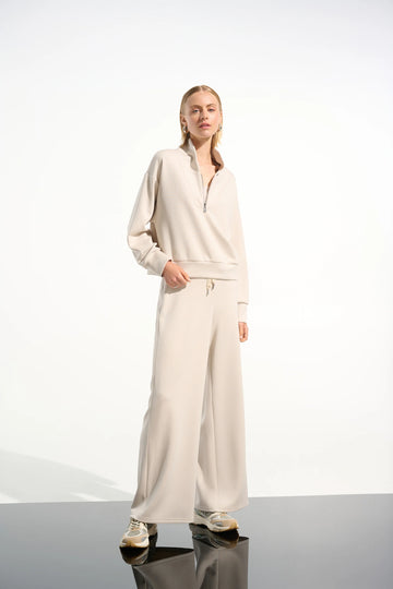 Joseph Ribkoff Moonstone Scuba Jersey Wide Leg Pull-On Pants With Drawcord