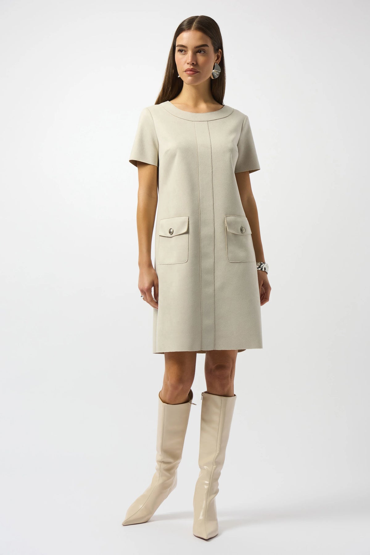 Joseph Ribkoff Moonstone Scuba Suede Shift Dress