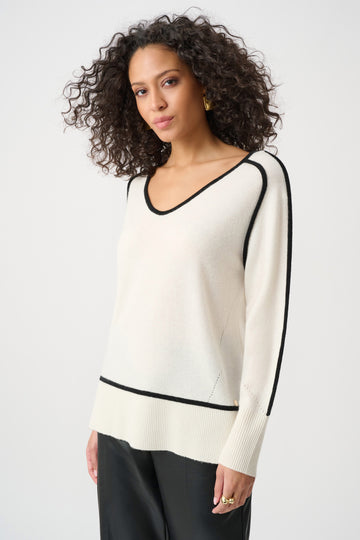 Joseph Ribkoff Multi Cashmere And Wool Contrast trim Sweater