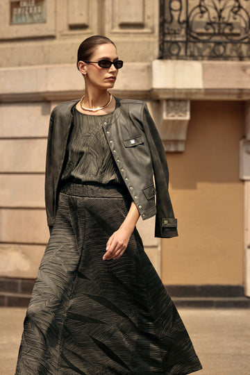 Joseph Ribkoff Pleated Satin Boxy Top