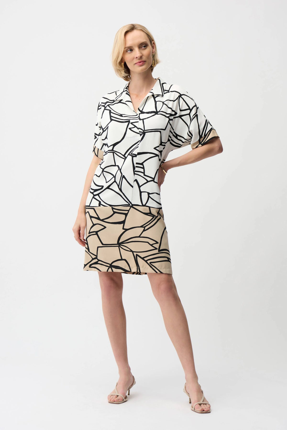 Joseph Ribkoff Recycled Woven Abstract Print Shirt Dress