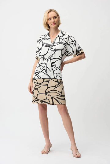 Joseph Ribkoff Recycled Woven Abstract Print Shirt Dress