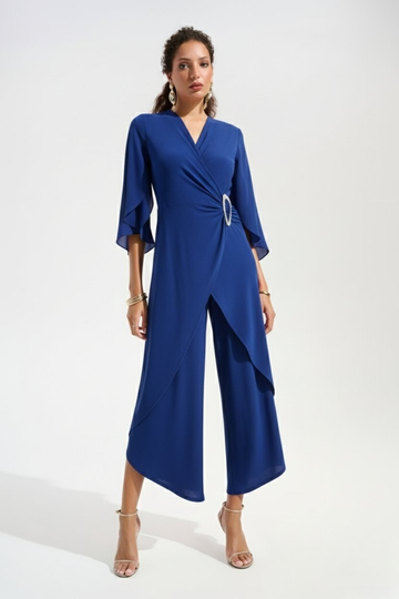 Joseph Ribkoff Royal Sapphire| Silky Knit Culotte Jumpsuit With Chiffon Sleeves