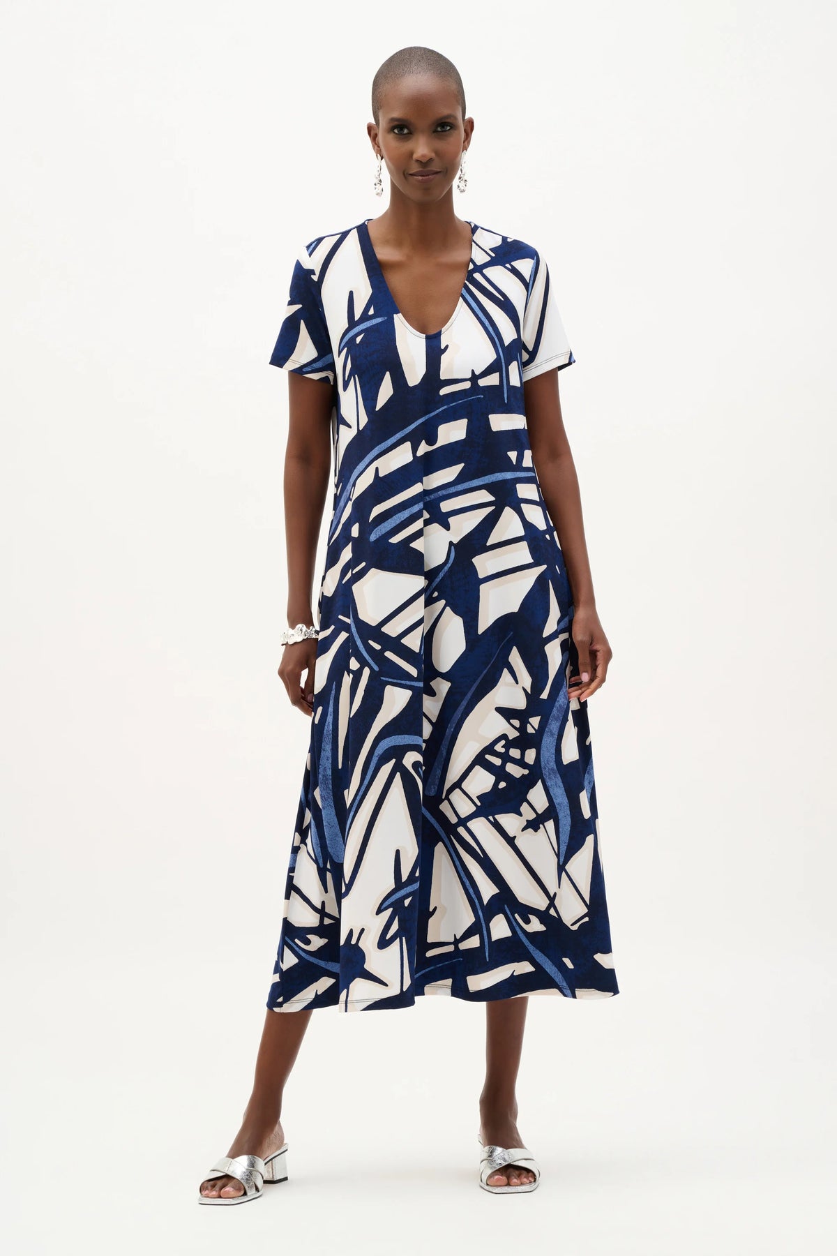 Joseph Ribkoff Silky Knit Abstract Print Trapeze Dress
