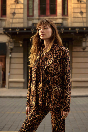 Joseph Ribkoff Silky Knit Animal Print Fitted Blazer