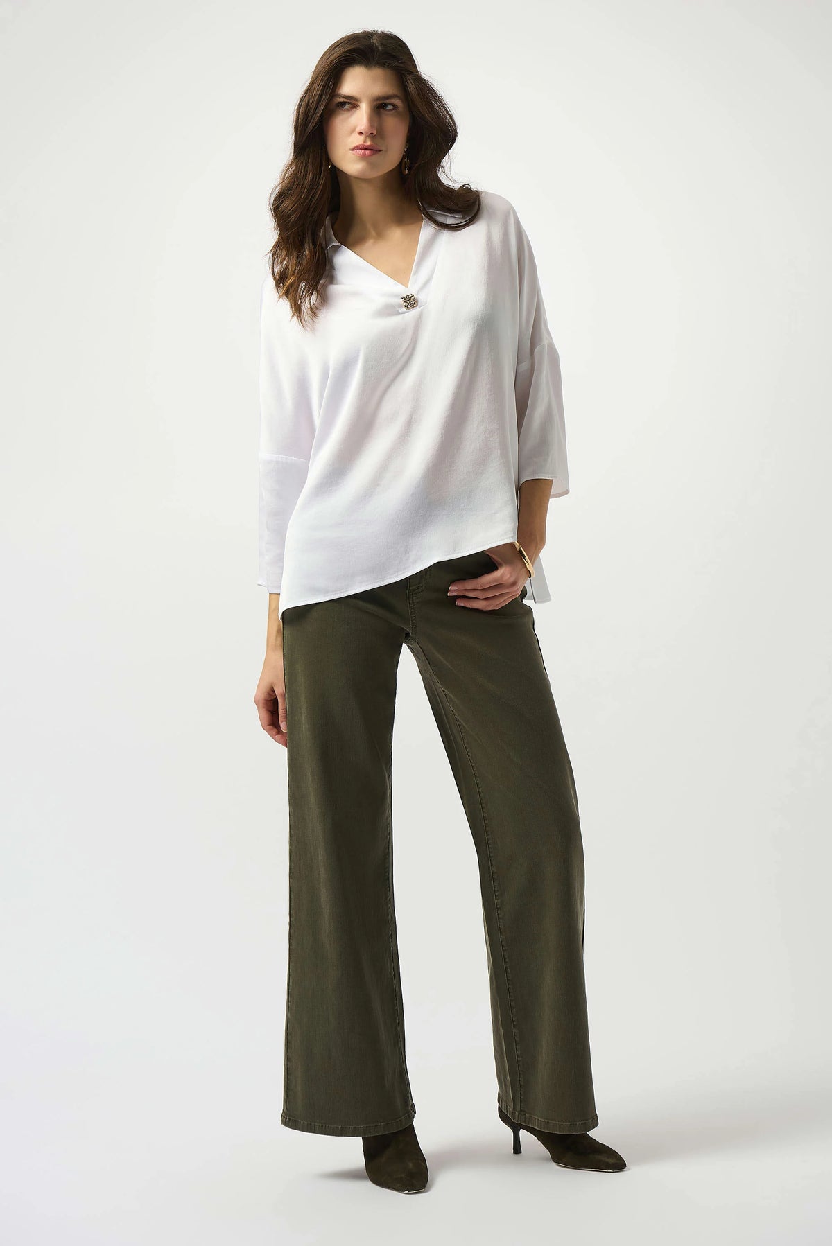 Joseph Ribkoff Vanilla Recycled Hammered Satin Boxy Top