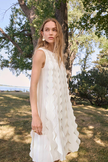 Joseph Ribkoff Vanilla Viscose Sweater Knit Sleeveless A-Line Dress