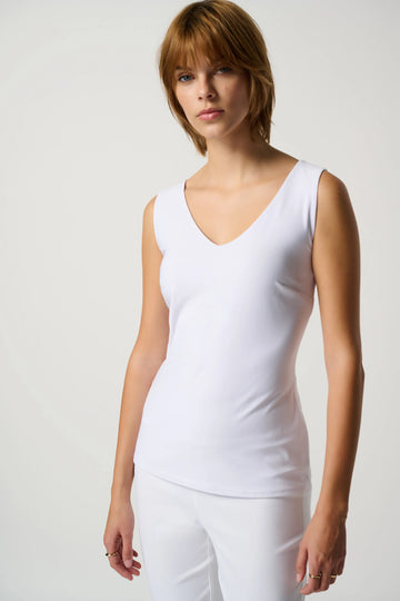 Joseph Ribkoff White Classic V-Neck Cami
