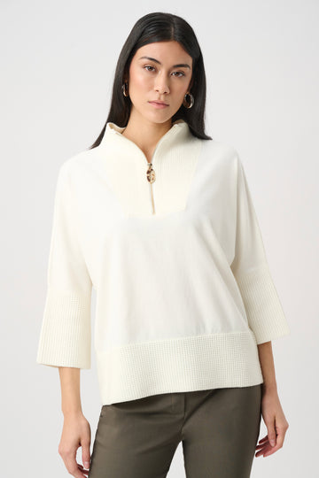 Joseph Ribkoff Winter White Brushed Viscose And Nylon Funnel-Neck Sweater