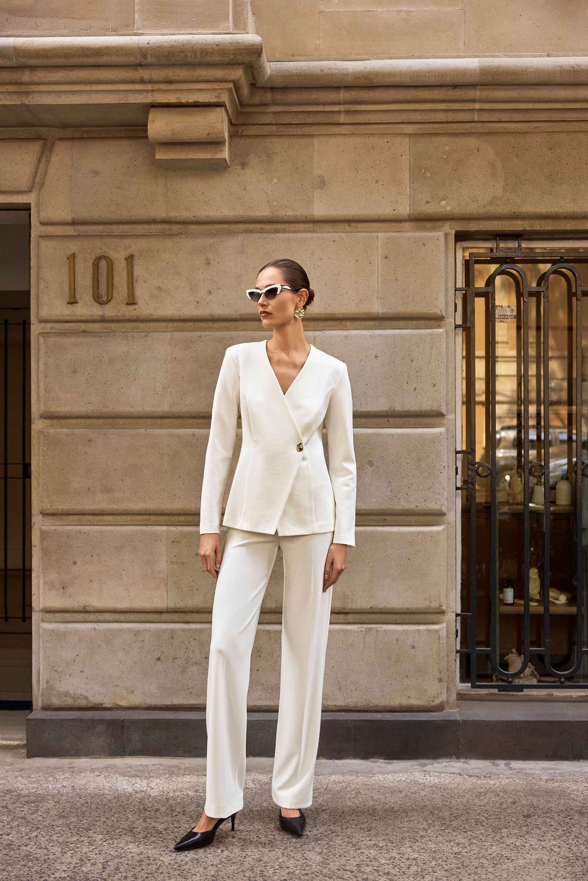 Joseph Ribkoff Winter White Classic Wide-Leg Pant