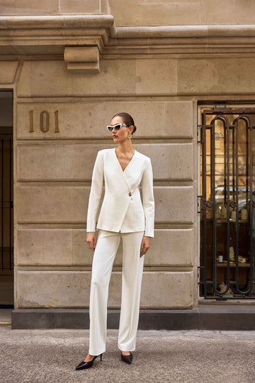 Joseph Ribkoff Winter White Classic Wide-Leg Pant