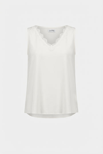 Joseph Ribkoff Winter White Recycled Satin Sleeveless V-Neck Top