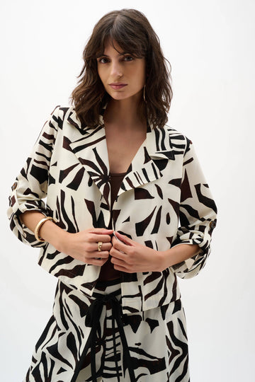 Joseph Ribkoff Woven Gauze Tropical Print Boxy Blazer