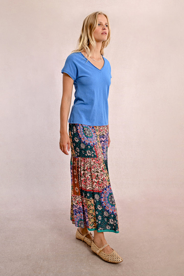 Molly Bracken V Neck Blue Knitted Tee