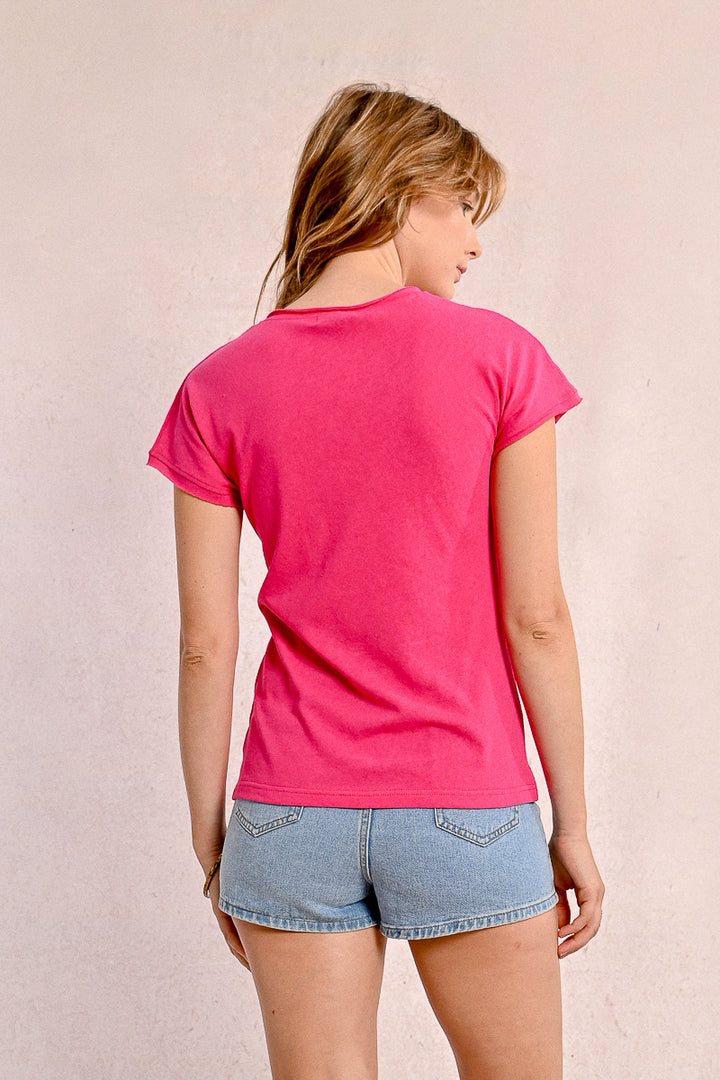 Molly Bracken Pink Knitted Tee