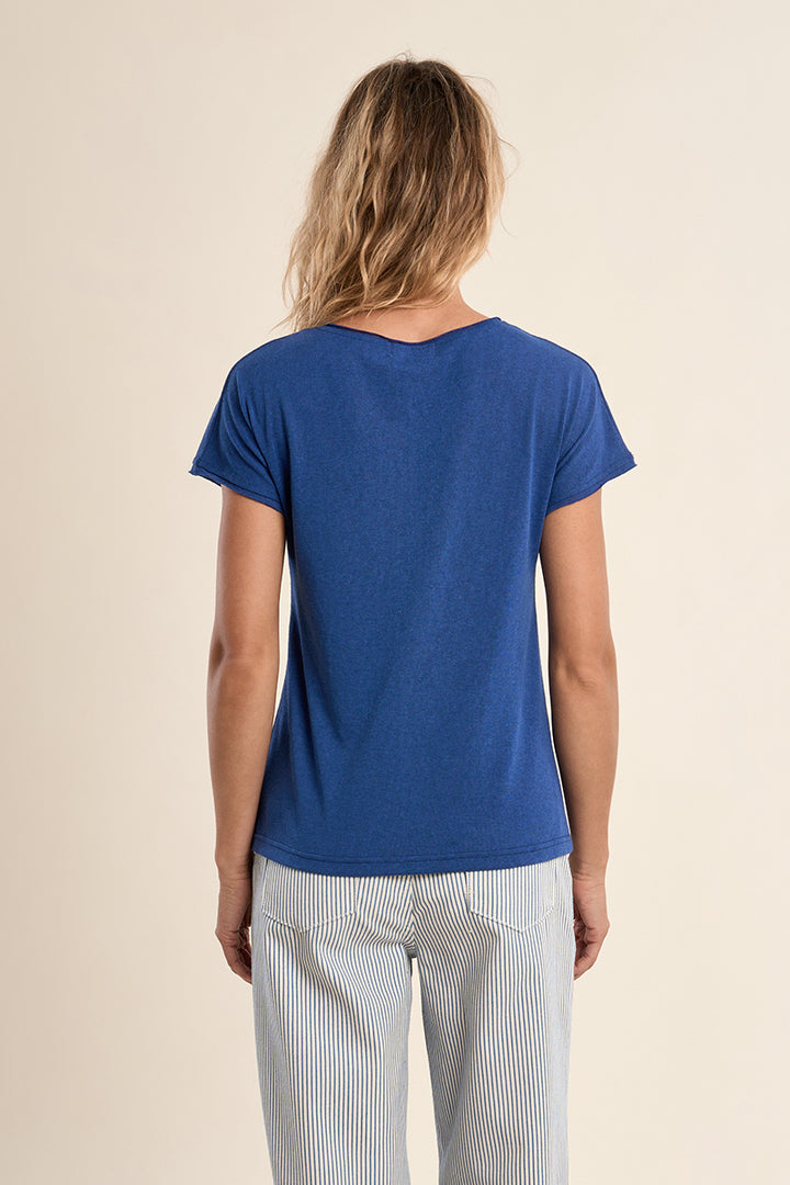 Molly Bracken Denim Blue V Neck T-Shirt