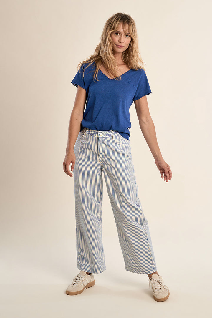Molly Bracken Denim Blue V Neck T-Shirt
