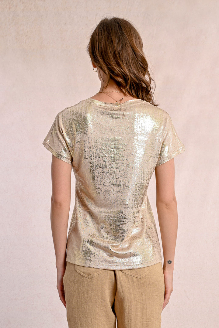 Molly Bracken Golden Beige Metallic Tee