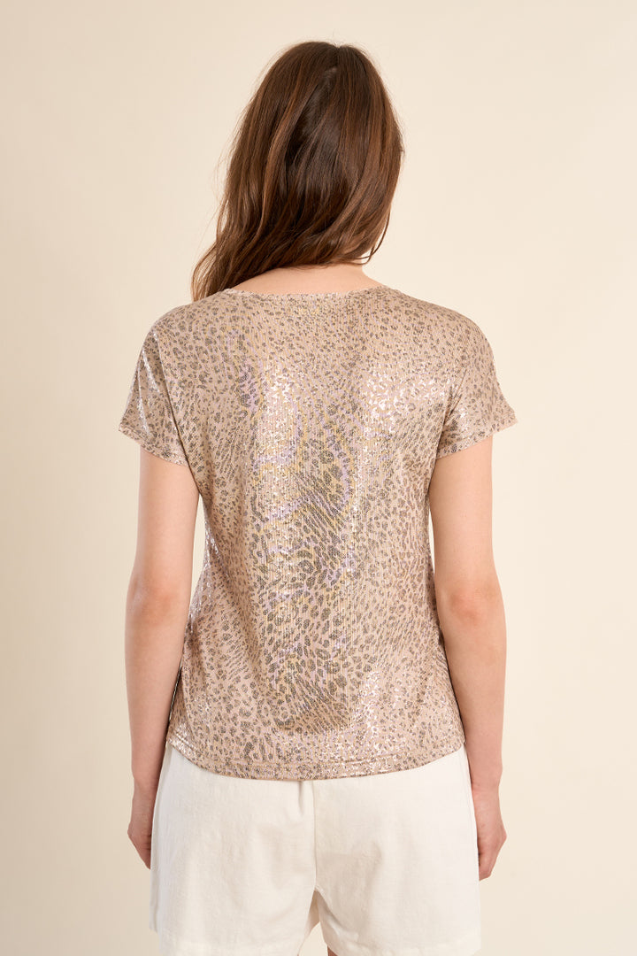 Molly Bracken Gold Animal Print Tshirt