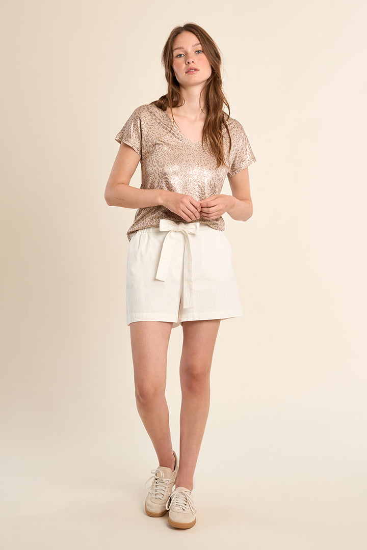 Molly Bracken Gold Animal Print Tshirt