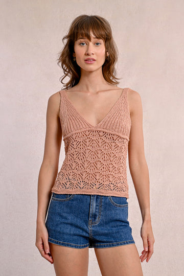 Molly Bracken Knitted Peachy Pink Tank Top