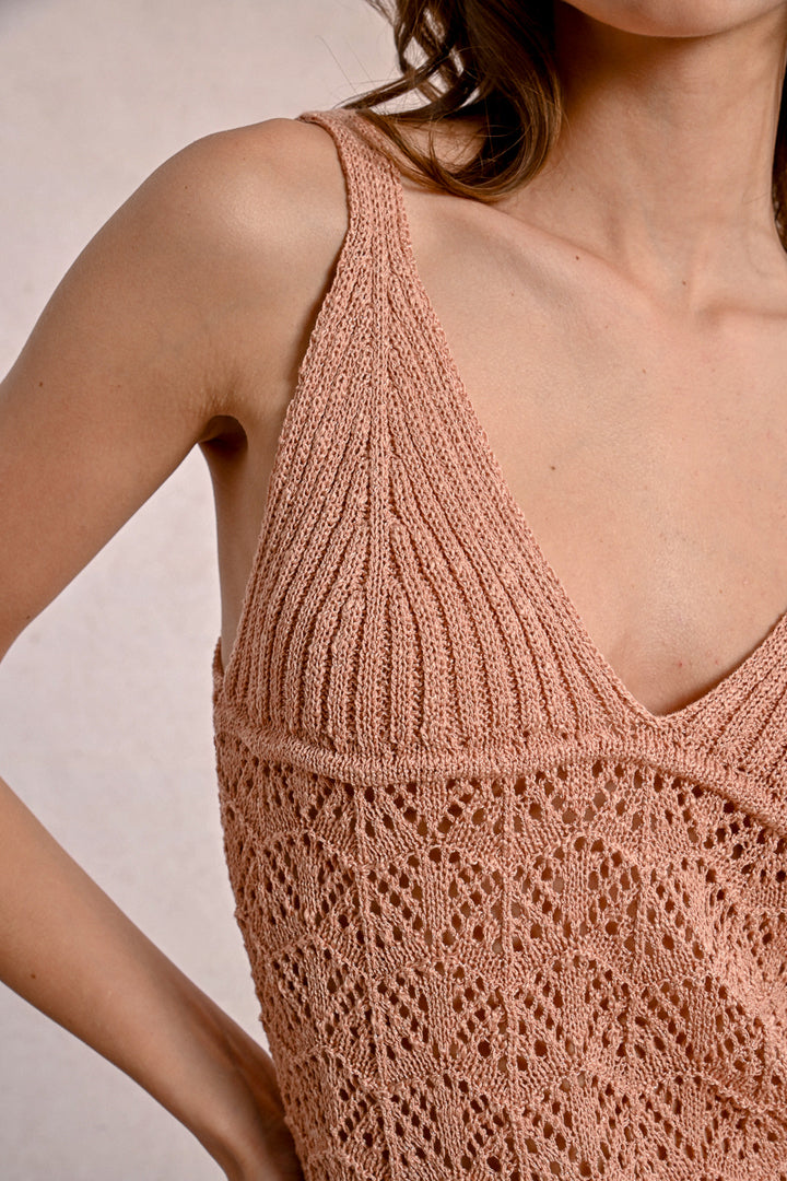 Molly Bracken Knitted Peachy Pink Tank Top