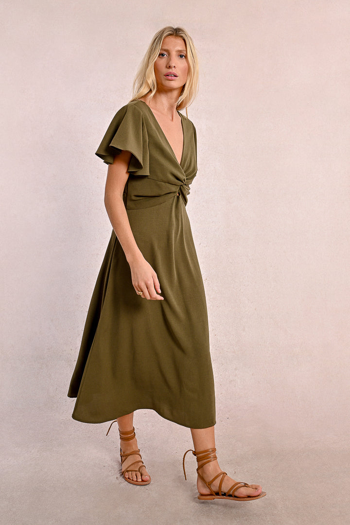 Molly Bracken Khaki Ladies Woven Dress