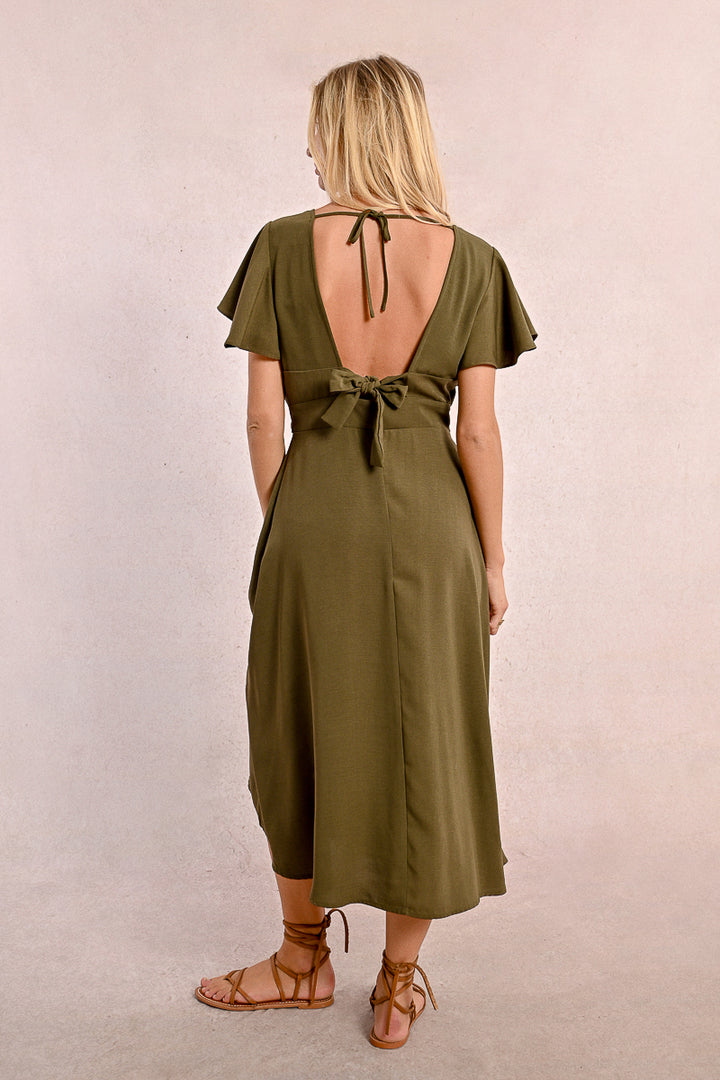 Molly Bracken Khaki Ladies Woven Dress